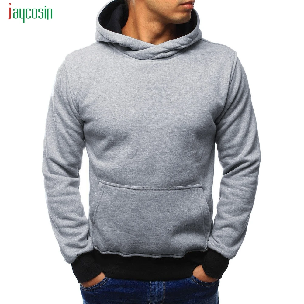 

Jaycosin Autumn Winter Men Hooded Sweatshirt Solid Color Plaid Hoodies Male Long Sleeve Hoodie Casual Sportswear Us Size