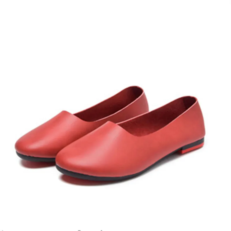 AIYUQI женская обувь на плоской подошве; женская обувь из натуральной кожи; Новинка года; повседневные осенние женские лоферы размера плюс 35-43 - Color: Red