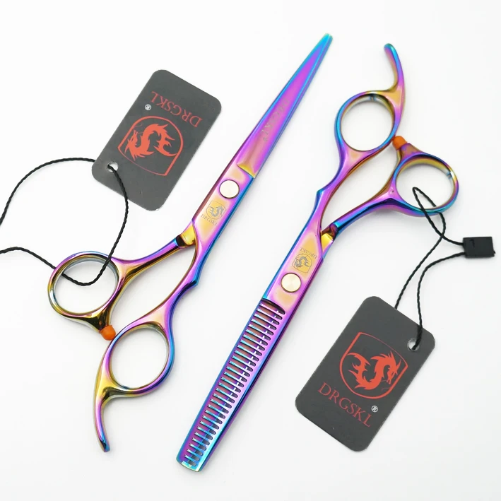 DRGSKL upgrade ножницы для волос perfect стрижка в парикмахерской, 6,0 дюймов professional Парикмахерские ножницы высокого качества - Цвет: rainbow B