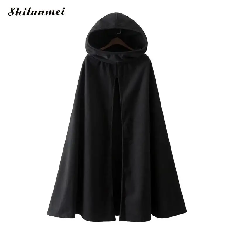 

2019 Winter Cloak Hooded Coat Women Vintage Gothic Cape Poncho Coat Medieval Victorian Warm Long Cape Trench Coat