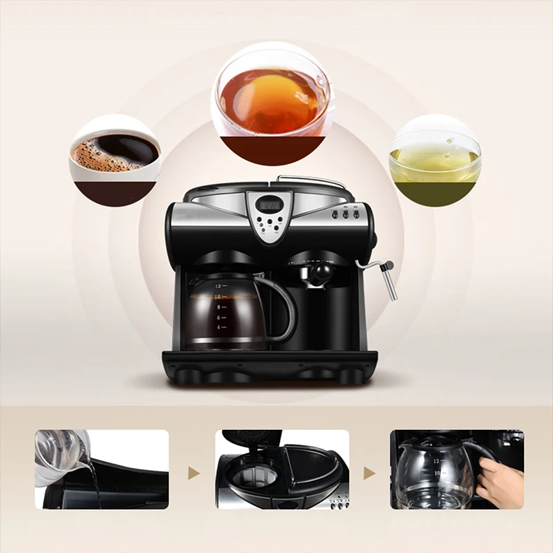 

1.5L Office Automatic Espresso Coffee Machine American Cafe Maker Coffee Pot Steam Bubble Milk Frother 20bar LCD Screen
