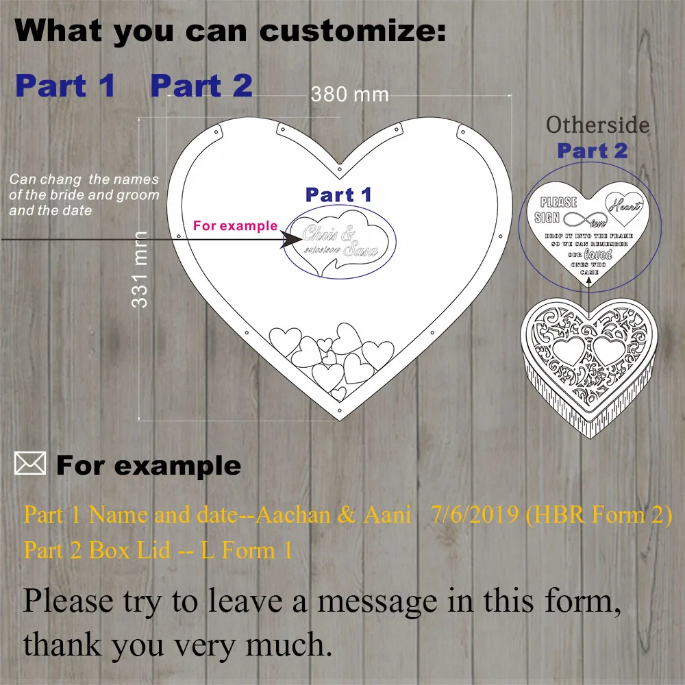 Hearts Unique Wedding Decoration Rustic Sweet Wedding Guest book Wishes Bank Hearts drop box 3D Guest book wooden box