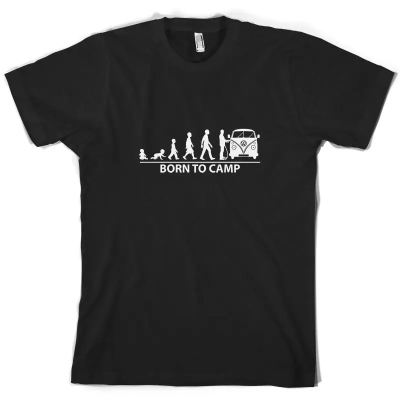 Родился в лагерь (Разделение Экран) Мужская футболка Camper Van бесплатно