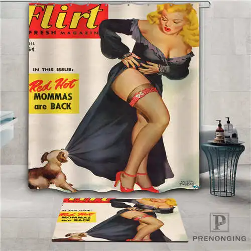 

Custom pin-up-girl (1) Waterproof Shower Curtain Doormat Home Bath Bathroom Polyester Fabric Multi Sizes#2019-1-05-75