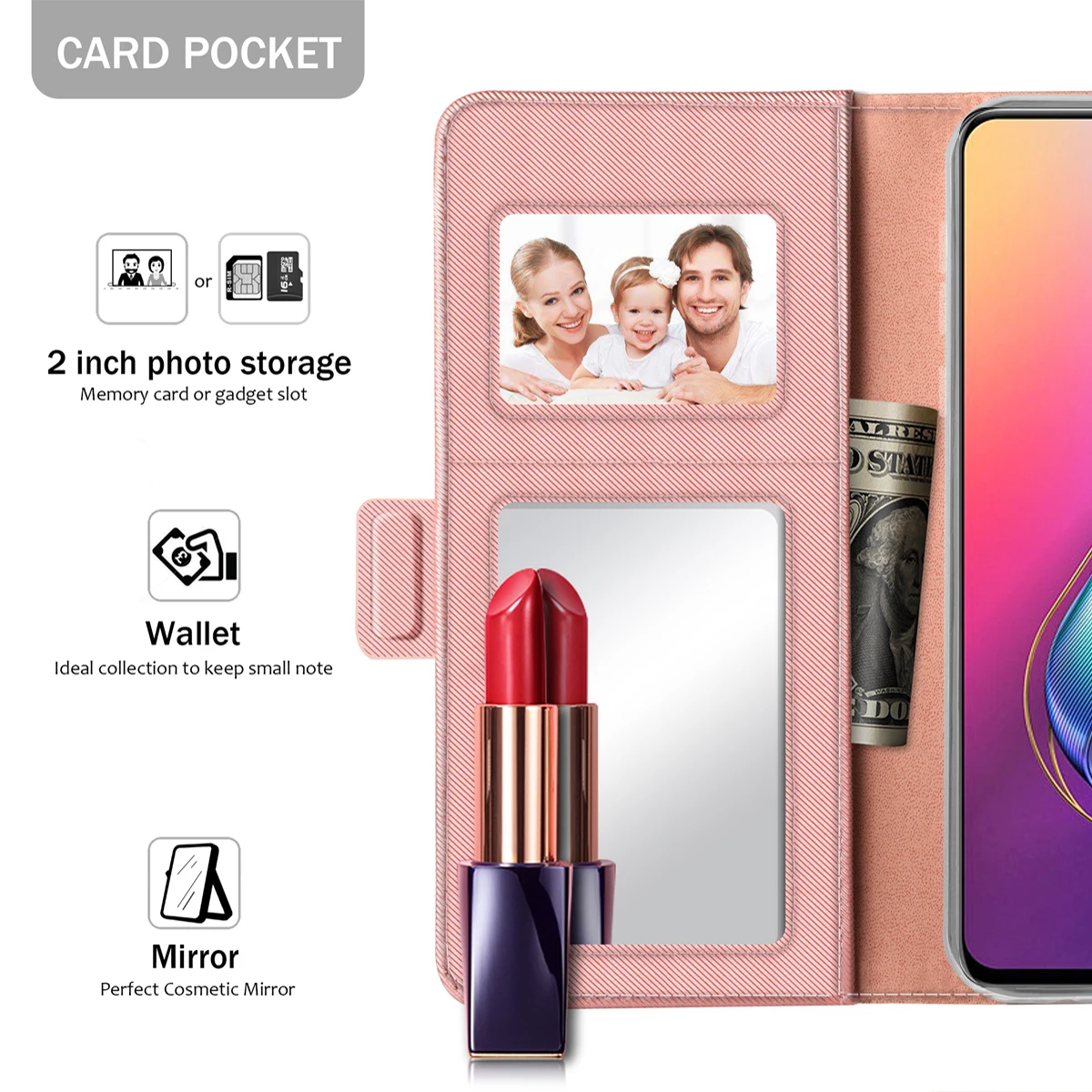 Чехол из искусственной кожи для Asus Zenfone 6 ZS630KL зеркальный Кошелек С Откидывающейся
