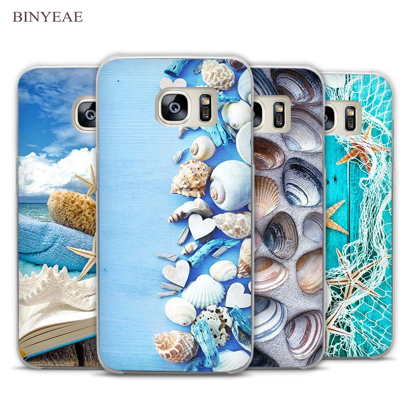 

BINYEAE Blue Wood Seashells Sea Star Clear Phone Case Cover for Samsung Galaxy Note 2 3 4 5 7 S3 S4 S5 Mini S6 S7 S8 Edge Plus
