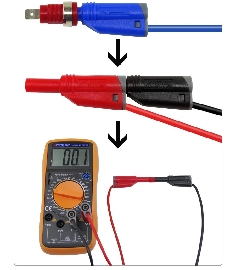 TKDMR, 4 мм, безопасная штепсельная вилка типа "банан", набор тестовых проводов для мультиметра, зажима типа "крокодил" и u-образного гарпуна и пробника для проколов
