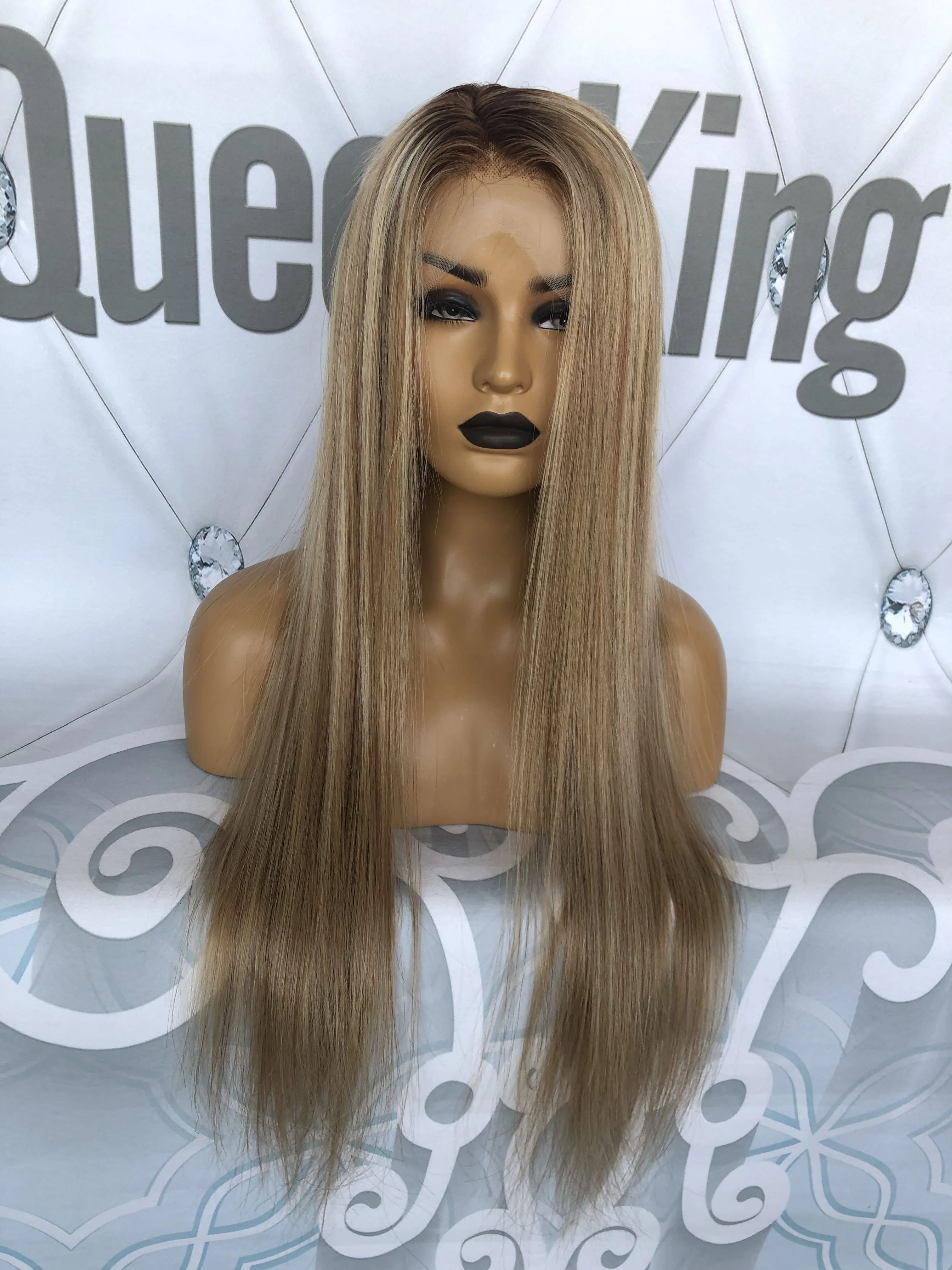 QueenKing волосы полный кружево 150% плотность Lemi цвет T4/27/613 Ombre зимние парики