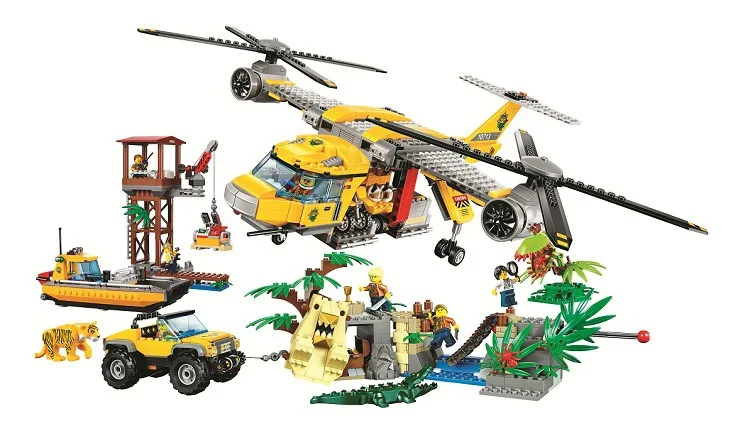 

City Jungle Air Drop Helicopter Building Blocks Sets Bricks Classic Model Kids Toys For Children Gift Marvel