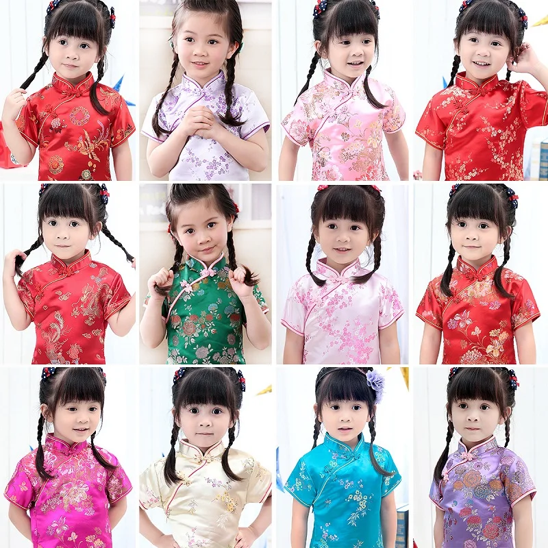 

2019 Cute Girls' summer Dresses Kid Chinese chi-pao cheongsam New Year gift Party Children's Clothes Robe Baby Qipao