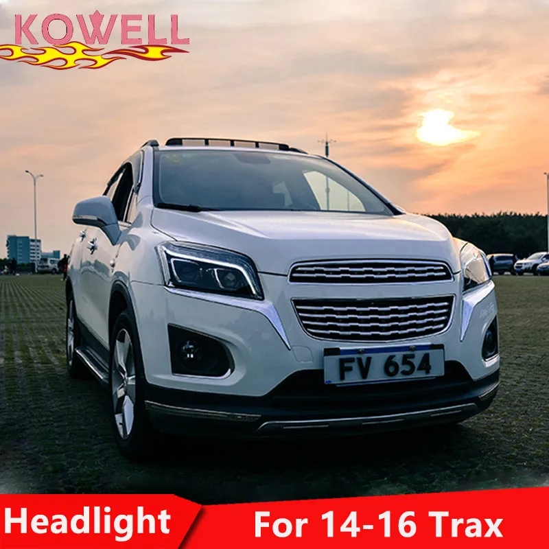 KOWELL стайлинга автомобилей светодиодный налобный фонарь для Chevrolet Trax фары 2013- Новинка Тракс светодиодный светодиодные дневные ходовые огни на передних фарах H7 Биксеноновая разрядная лампа высокой интенсивности для объектива