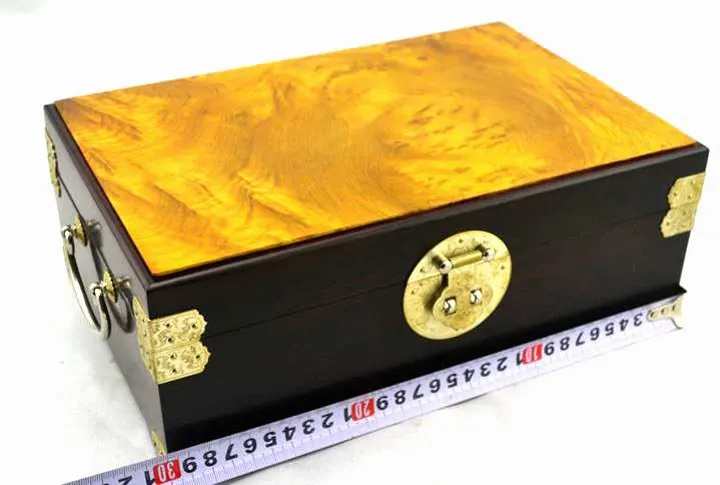 Madacascan черное дерево красота палисандр Ювелирная коробка с золотой камфоры Топ Косметическая кисть с деревянной ручкой чехол украшение