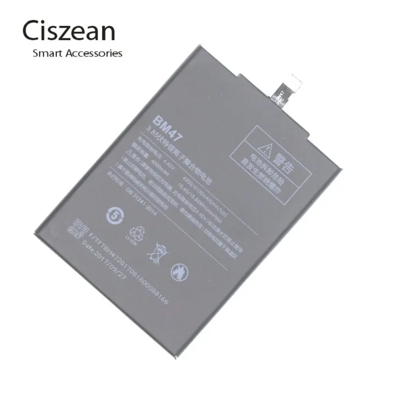 Ciszean 5 шт. 4000 мАч/15.4Wh BM47/BM 47 сменный литий-полимерный аккумулятор для телефона Xiaomi