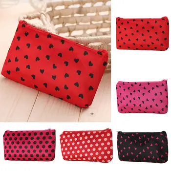 

Portable Travel Cosmetic Bag Makeup Case Heart Dot Print Toiletry Wash Organizer Cosmetic Bags
