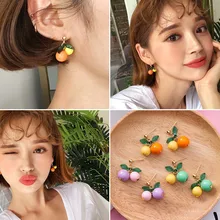 XIALUOKE Sweet cherry fruit stud earrings contracted brief paragraph orange earrings fashion woman font b gold