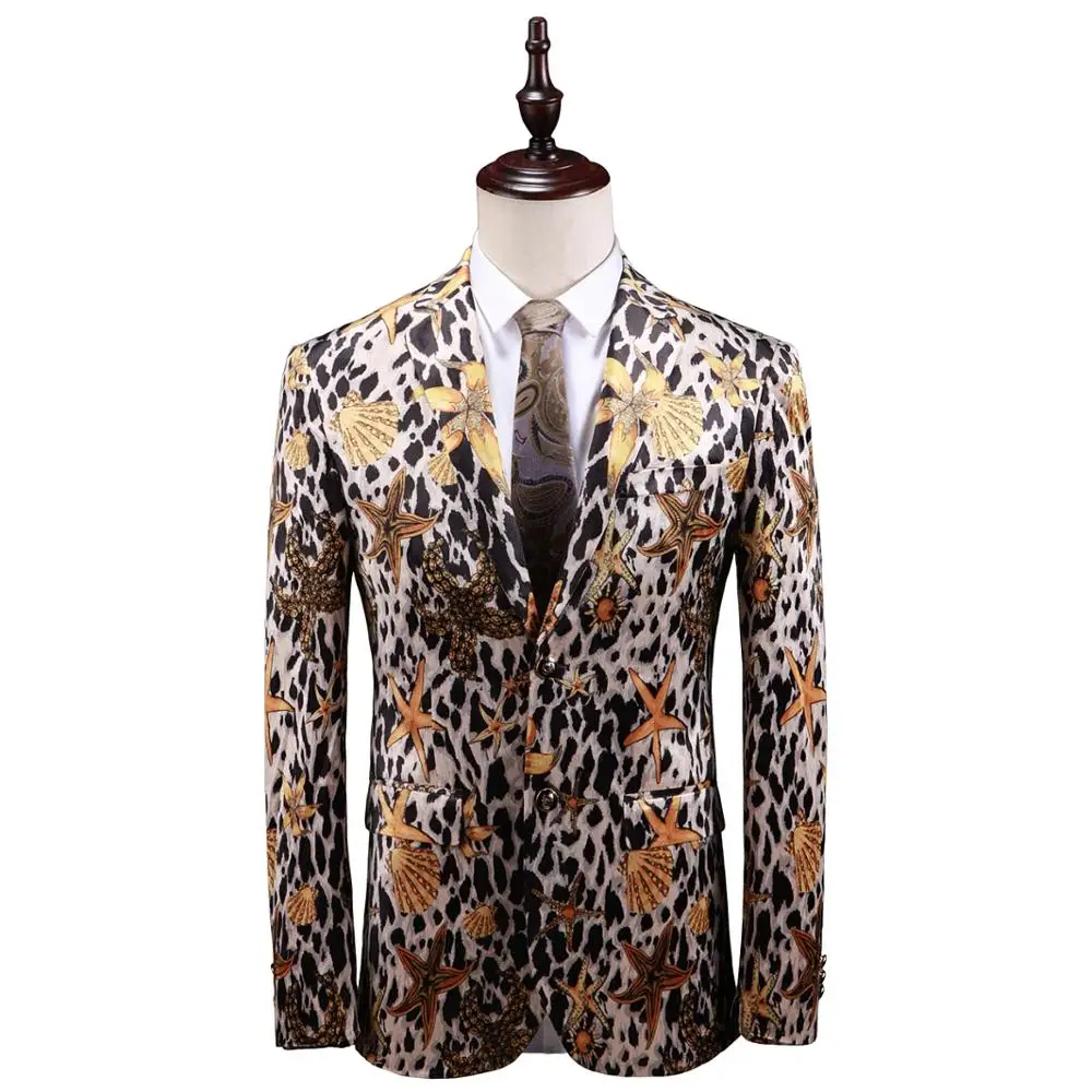 2019 Мужская мода тренд печати высококачесвенный Блейзер Бизнес Повседневная мода Тонкий цветочный Повседневный пиджак