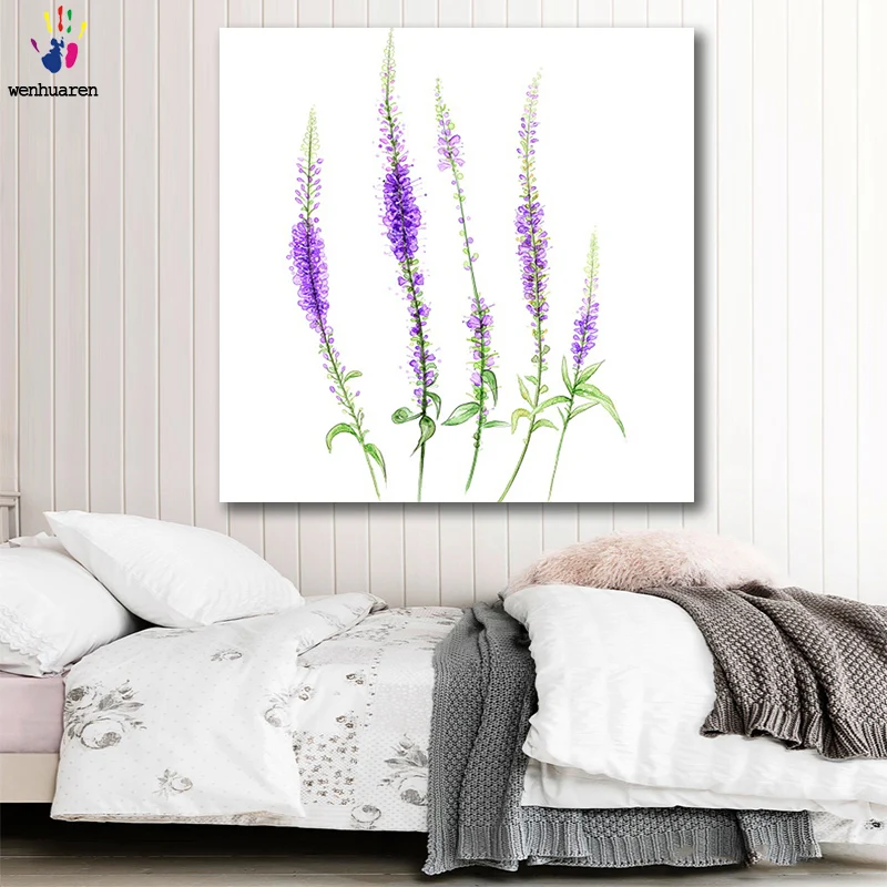 DIY цветные картины по номерам с цветами, растительный цветок, лаванда, рисунок, живопись по номерам, обрамленный дом