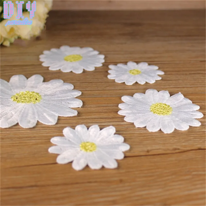 Вышитая кружевная аппликация Цветы маргаритки|sew on flowers|applique embroidered flowerpatch flower |