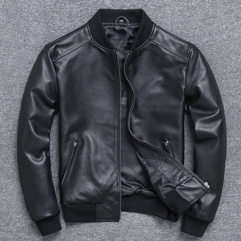 

Men's Genuine Leather Large Size Jackets Brand Vintage High Quality Soft Cowhide Coats for Male Slim Casual Black Zipper Jacket