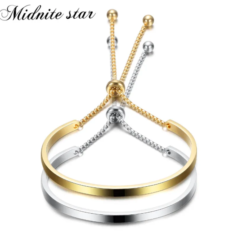 Модные регулируемые браслеты из нержавеющей стали для женщин браслет из цепочек подарок