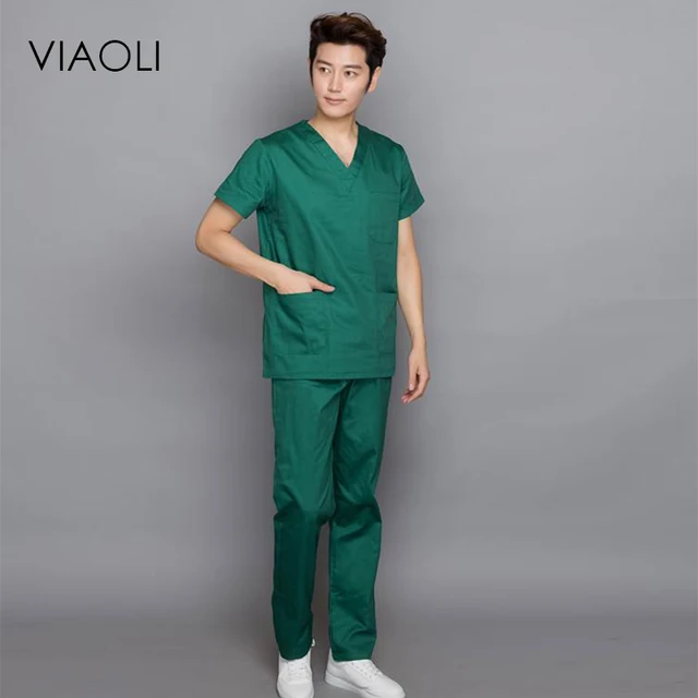 viaoli new plus size mens v neck summer nurse uniform hospital plus size scrubs