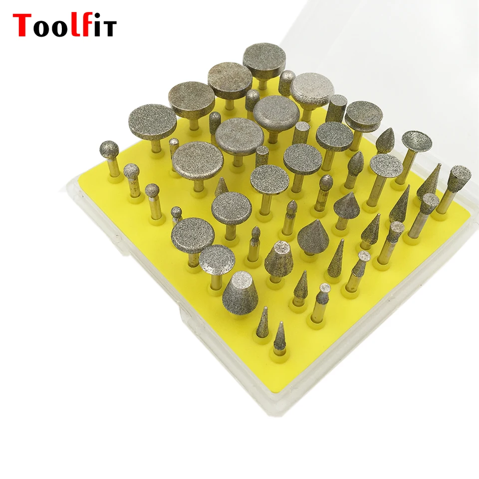 Toolfit 50pcs Diamond Grinding Burrs Mounted Points Rotary Tool
