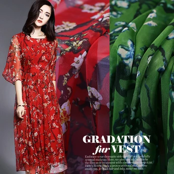 

Thin silk chiffon fabric summer printing silk fabric for dress tulle fabric natural silk fabric wholesale silk cloth