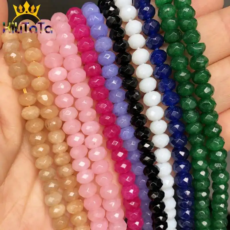 

6*5mm Faceted Beads Natural Pink Yellow Black Blue Czech Crystal Rondelle Beads For Jewelry Making DIY Bracelet Accessories 15''
