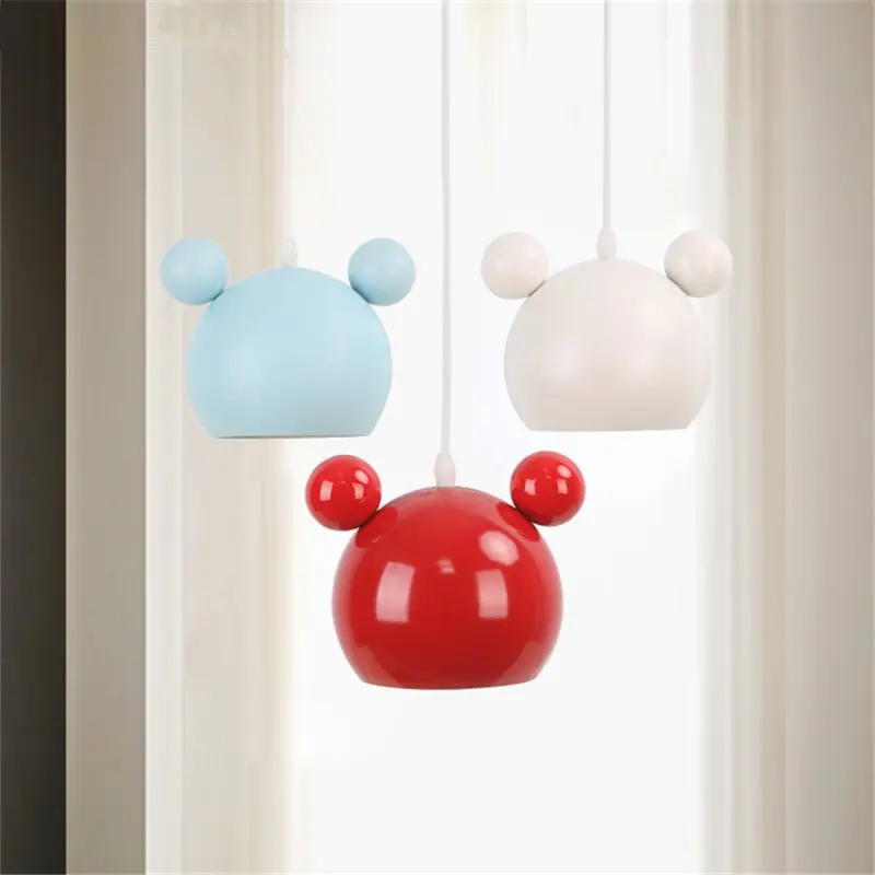 

Nordic Mickey Pendant Lights Colorful Metal Children's Room Bedroom Hanglamp Decor dining room Led Lamp Hanging Light Fixtures