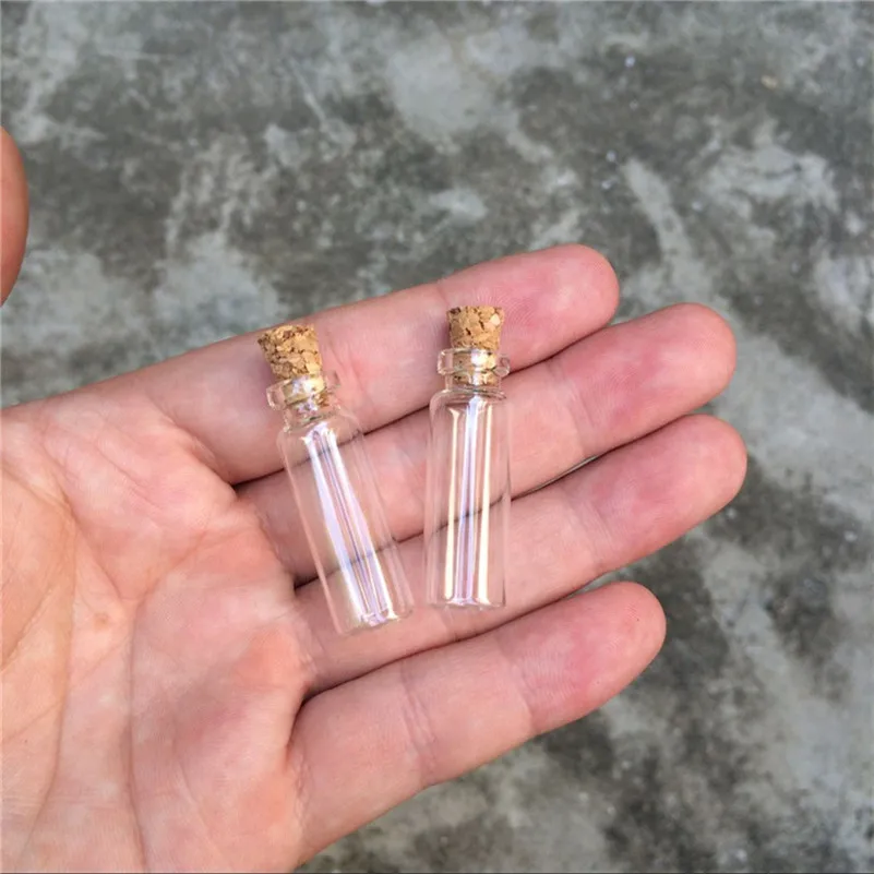 Small Glass Bottles With Corks Tiny Glass Vials Jars Transparent Clear Jars 1ml 2ml 5ml Wishing Bottles 100 pcs