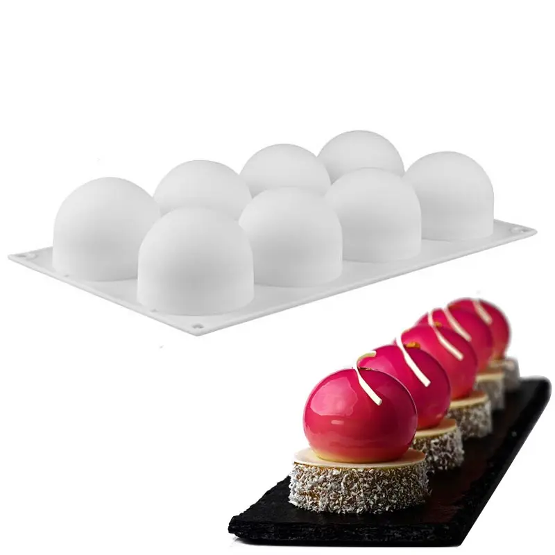 

8 Holes Ball Sphere Silicone Cake Mould Fondant Kitchen Bakeware Cupcake Baking Tray Mousse Cake Mold Muffin Pan 30*17.5*5.5Cm