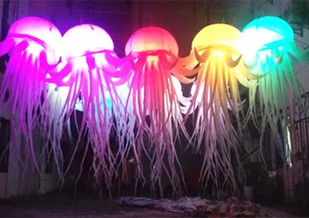 

Free shipping 2.6m long LED lighted artificial inflatable jellyfish