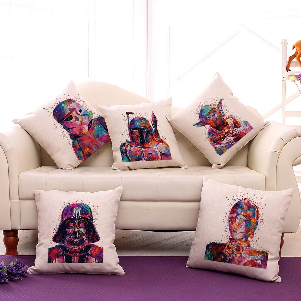 Miracille المائية ستار الحرب المطبوعة رمي المخدة غطاء الوسادة كرسي مكتب مقعد الكرتون وسادة حالة المنسوجات المنزلية Miracille المائية ستار الحرب المطبوعة رمي المخدة غطاء الوسادة كرسي مكتب مقعد الكرتون وسادة حالة المنسوجات المنزلية