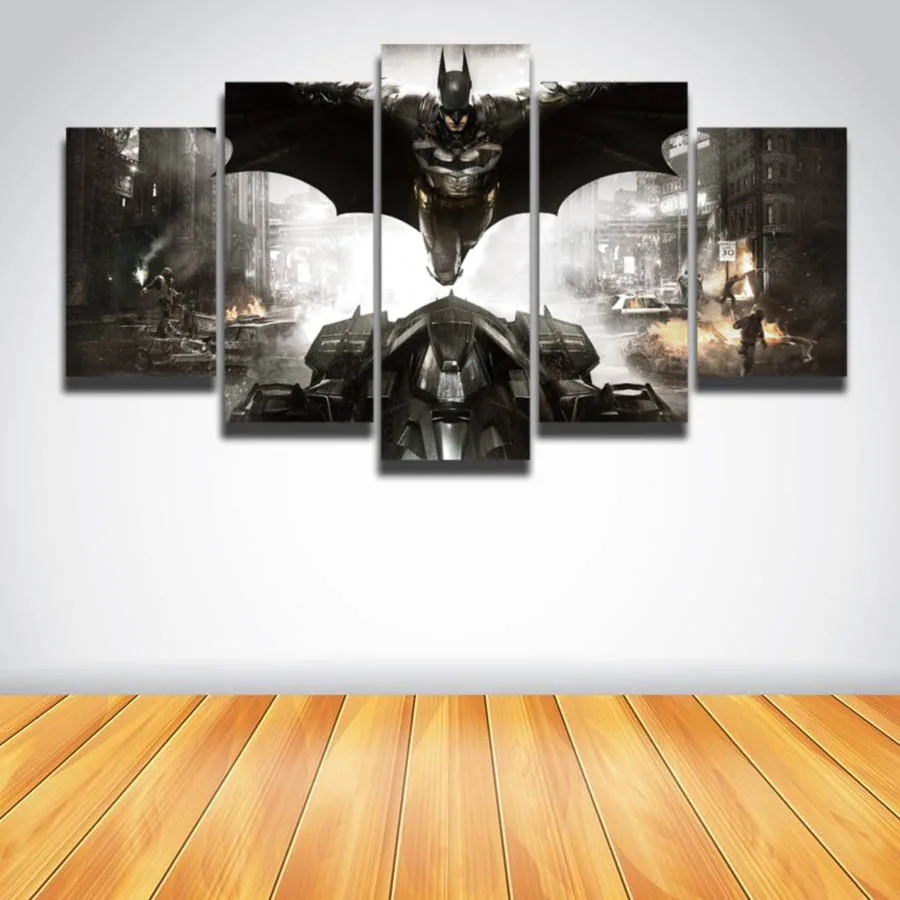 5 Panel Canvas Wall Art Cool Batman Picture Painting HD