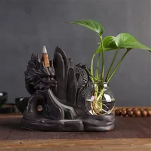 Большой размер ручной работы ДРАКОН керамический обратный поток ладан горелка водопад курильница домашний декор дзен благовония для ароматерапии держатель