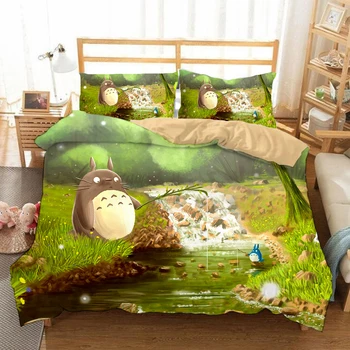 

Japan Totoro Bedding Set Anime Kids Bedding Set Girl Boy Duvet Cover Print King Picture Bedding Sets Film Movie Home Textile