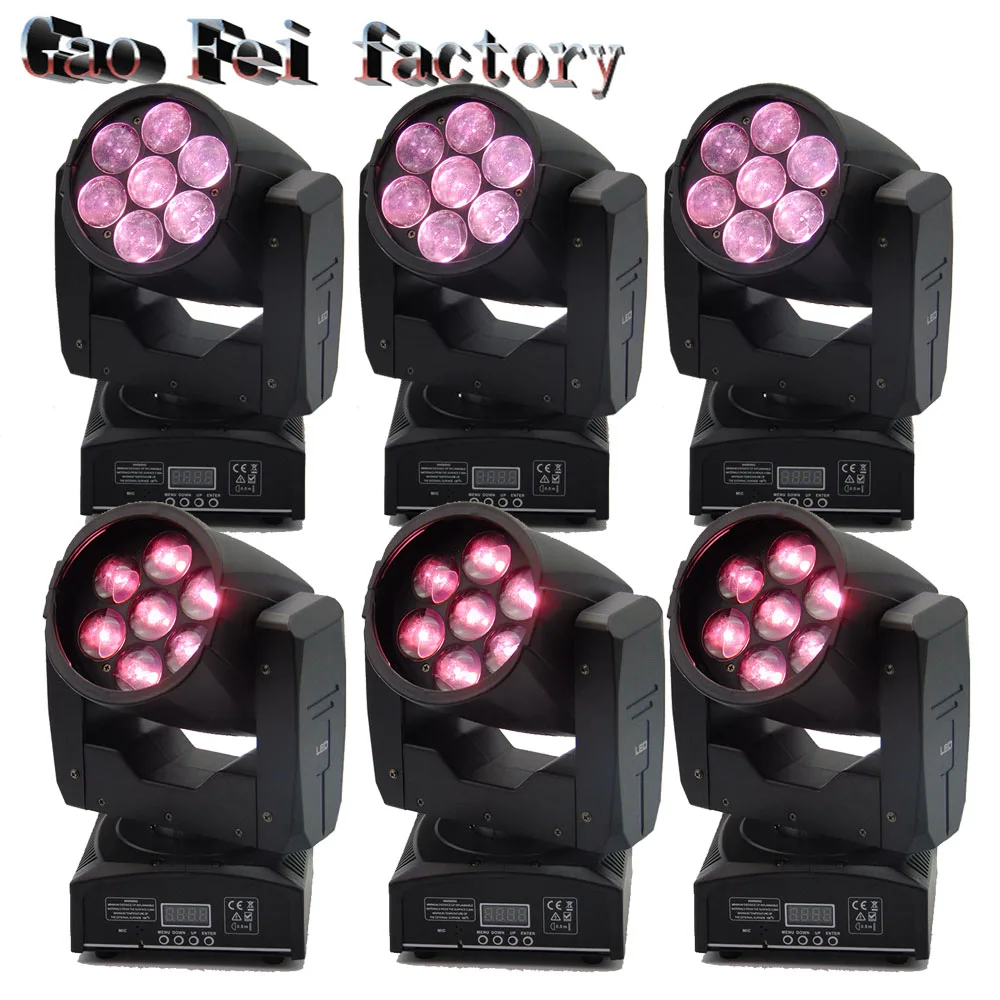 

6 Pcs/lot 7X12W zoom Moving Head Light 7*12W LED moving head Wash light stage light