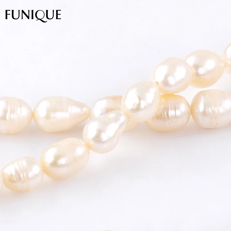 

FUNIQUE Pearl Beads Jewelry 1Strand(approx 36PCs) Natural Oval Pearl Loose Beads DIY Necklace & Bracelet Gifts 7x8mm-8x12mm