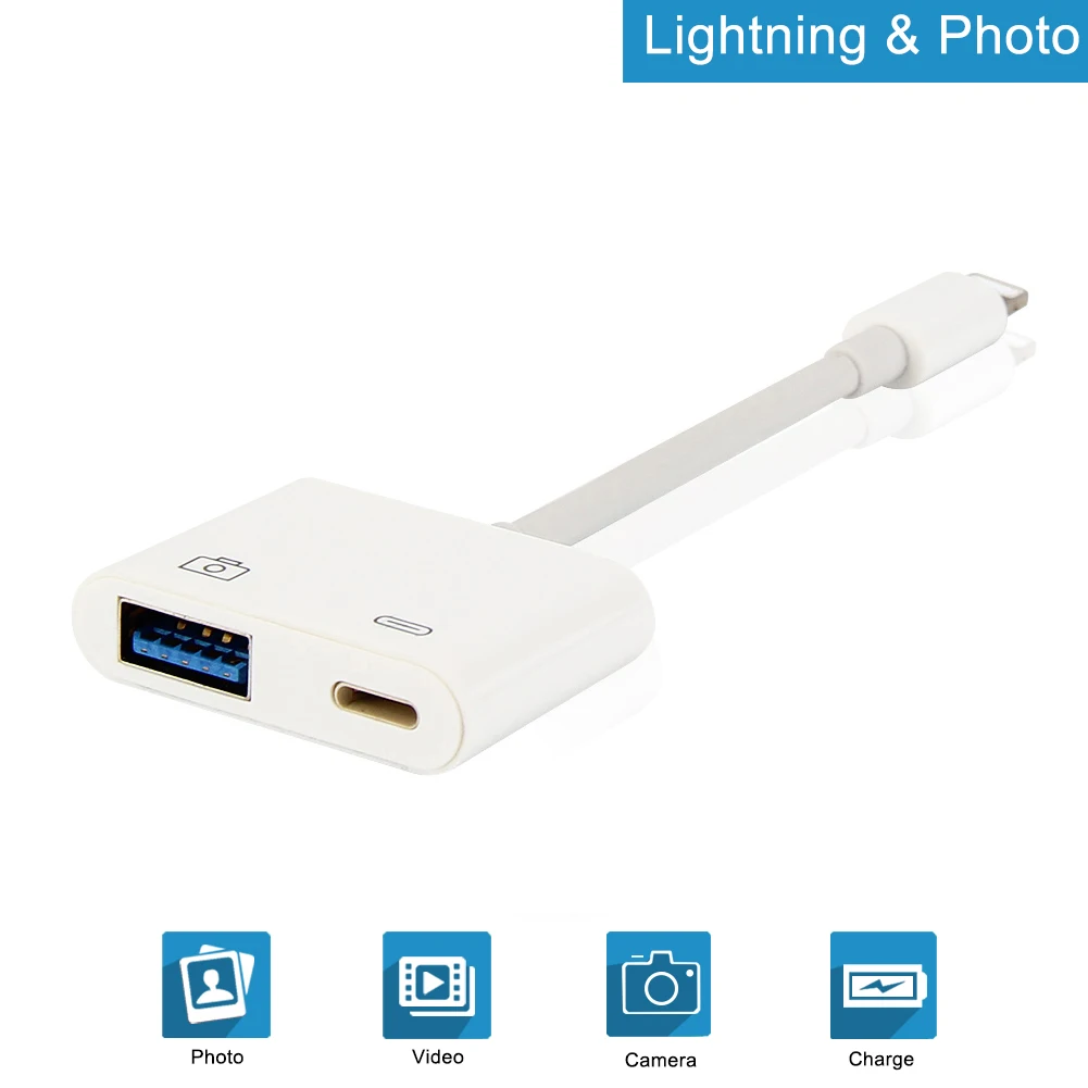 

Hot Selling For Lightning USB 3 Camera Reader Adapter OTG Data Sync Charging For iPhone Xs X 8 8plus 7 7plus 6 6S For all ipad