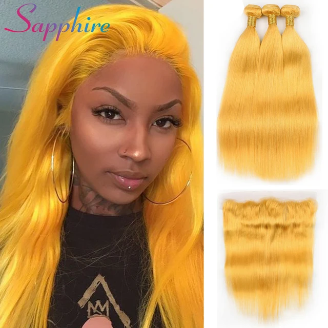 Best Price Sapphire Straight Human Hair 3 Bundles With Lace Frontal Closure Yellow Color Peruvian Hair Extensions Remy Hair Pre Plucked Best Price Sapphire Straight Human Hair 3 Bundles With Lace Frontal Closure Yellow Color Peruvian Hair Extensions Remy Hair Pre Plucked