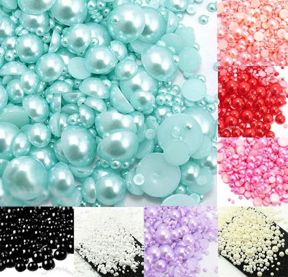 500pcs 2-10mm Mixed Color Half Round Pearl Beads FlatBack Scrapbook Craft Cabochon Kawaii DIY Embellishments Accessories