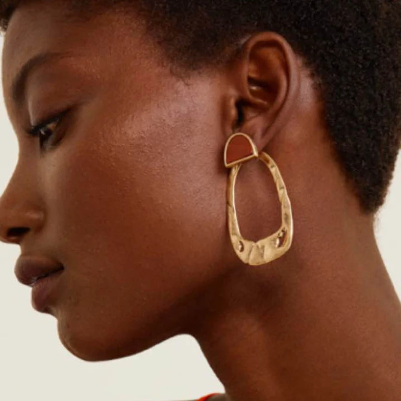

JERPVTE New vintage fashion women metal Statement EARRINGS earring vintage Enamel fashion za Earring for women