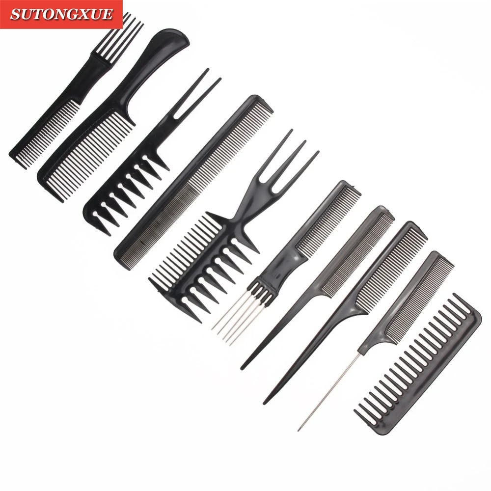 

10pcs/Set Professional Hair Brush Comb Salon Barber Anti-static Hair Combs Hairbrush Hairdressing Combs Hair Care Styling Tools