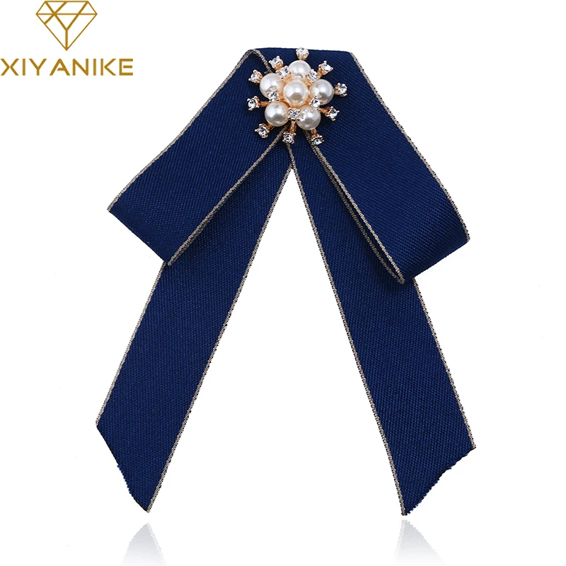 

XIYANIKE New Handmade Bow Cloth Brooch For Women Imitate Pearl Brooches Pin Real Trendy Zinc Alloy Broche Fashion Corsage N920