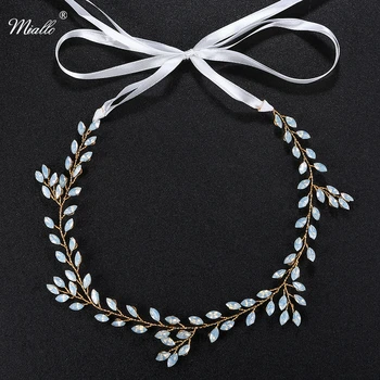 

Miallo Opal Stone Crystal Wedding Head Bands Bridal Headpiece Gold Hair Jewelry Accessories for Women Bride's Tiaras HS-J4536