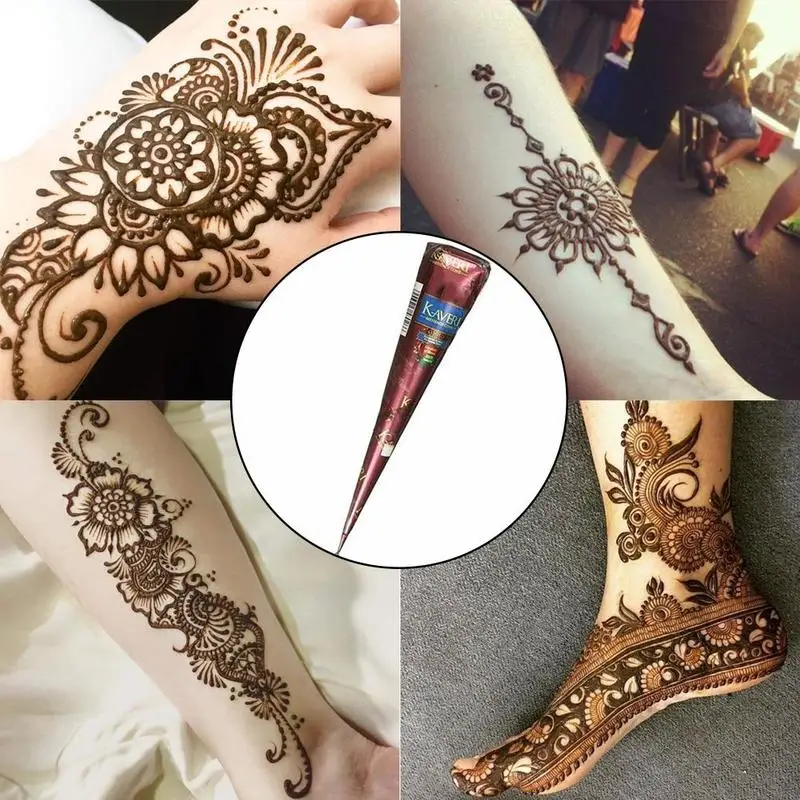 Black Brown Henna Cones Indian Henna Tattoo Paste For Temporary Tattoo Body Art Sticker Natural Body Paint Tattoo Henna Cones