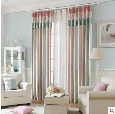 Новинка 2 цвета синие/розовые полосатые Современные/средиземноморские занавески
