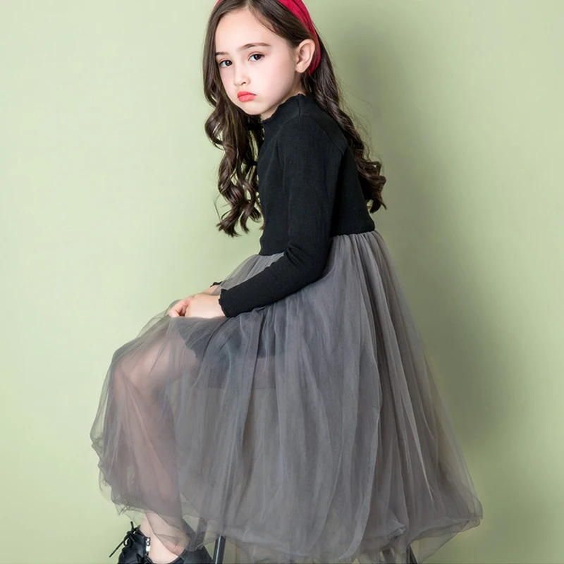 

Autumn Fall Baby Girls Party Frocks 2019 Elegant Girl Princess Tulle Evening Dress For Birthday Party Teens Kids Clothes 4-14 Y