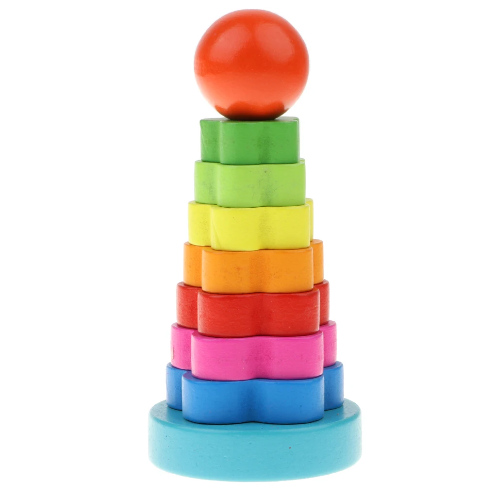 Wooden Rainbow Rings Stacking Tower for Kids, Early Educational Toys for Baby Girls Toddlers Boys Baby Toys Wooden Rainbow Rings Stacking Tower for Kids, Early Educational Toys for Baby Girls Toddlers Boys Baby Toys