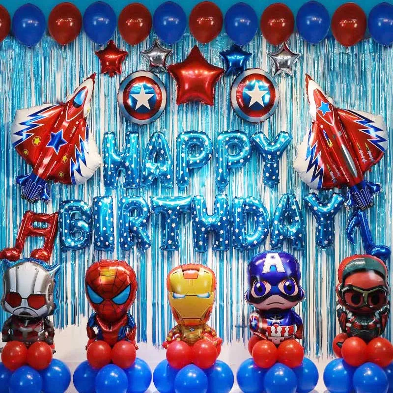 

85pcs/lot Superhero Avengers Kids Birthday Party Decorations Ironman Spiderman Helium Foil Balloons Babyshower Kids Toys Gift